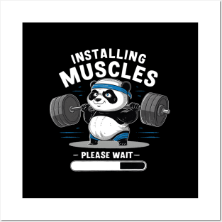 Muscle Building Fitness Panda Weight Lifting Barbell Workout Posters and Art